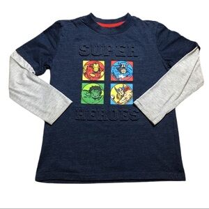 Marvel Raised Print Super Heroes Drop Sleeve Tee